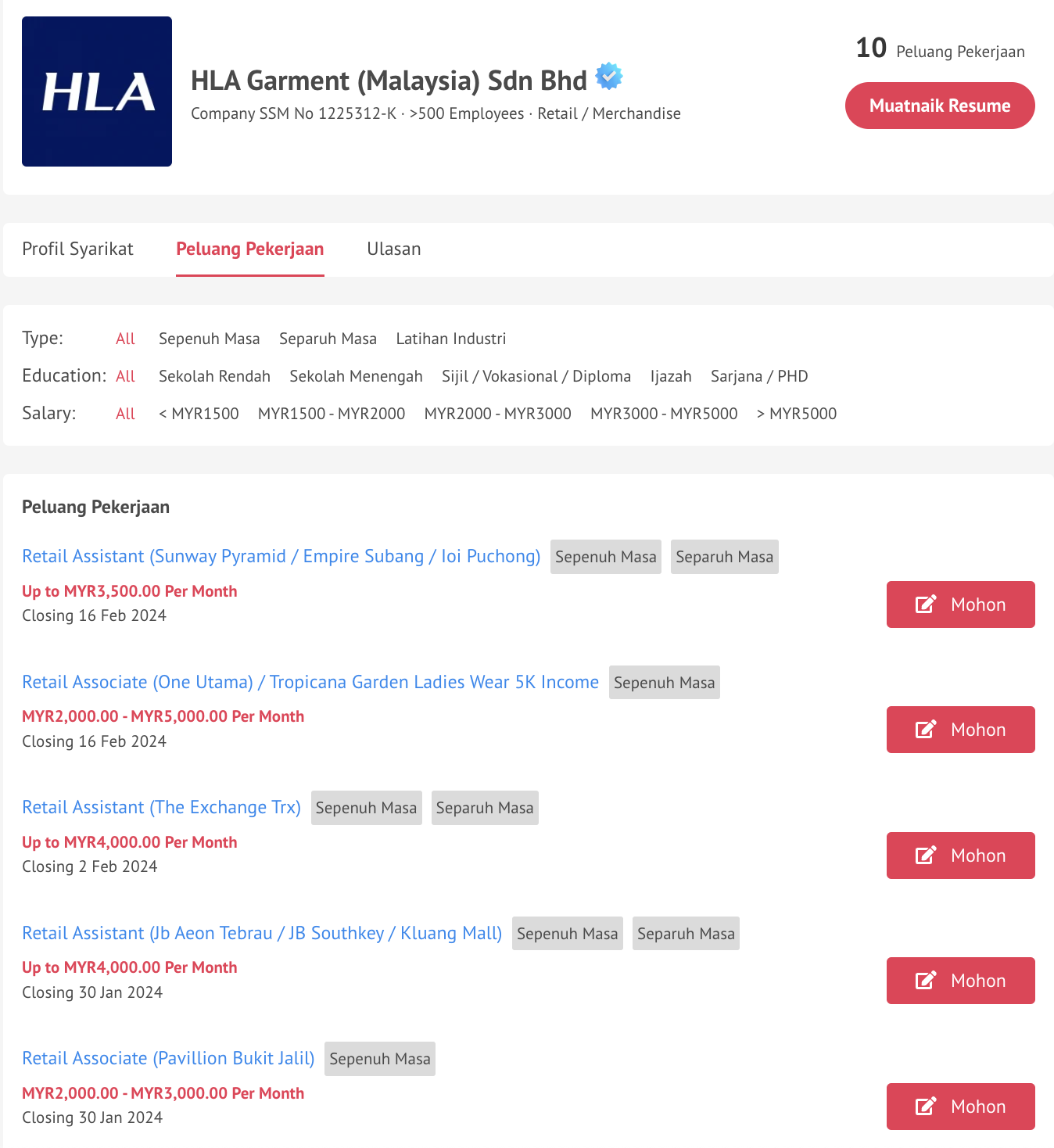 jawatan kosong HLA
